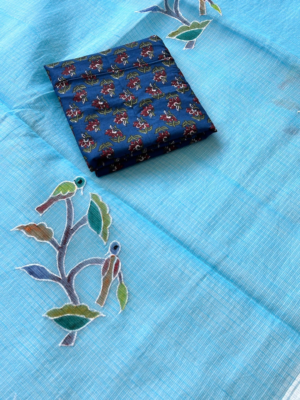 Embroidered Handpainted Kota Cotton Doria Saree