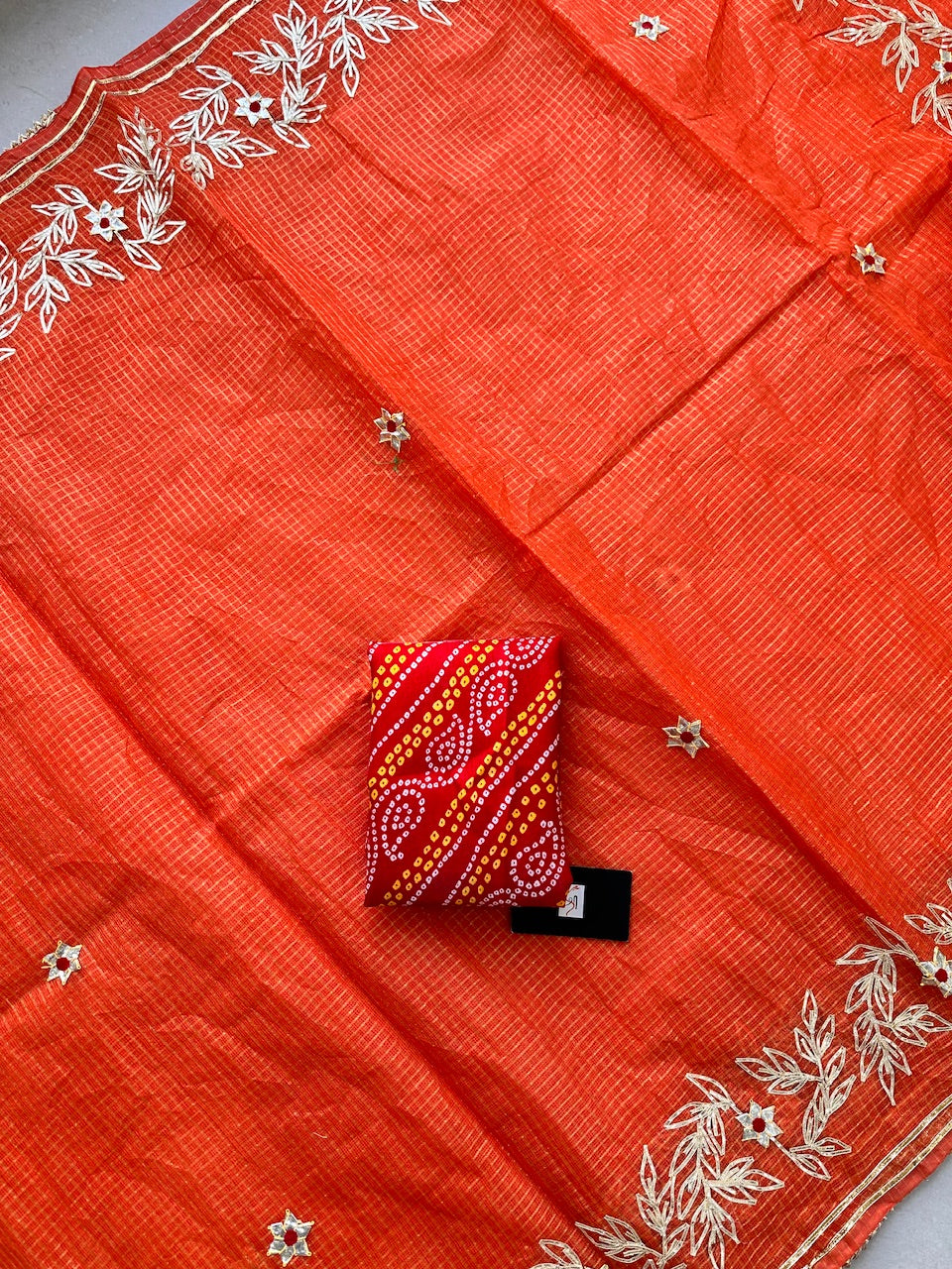 Jaipuri Gota Patti Embroidered Kota Cotton Tissue Doria Saree