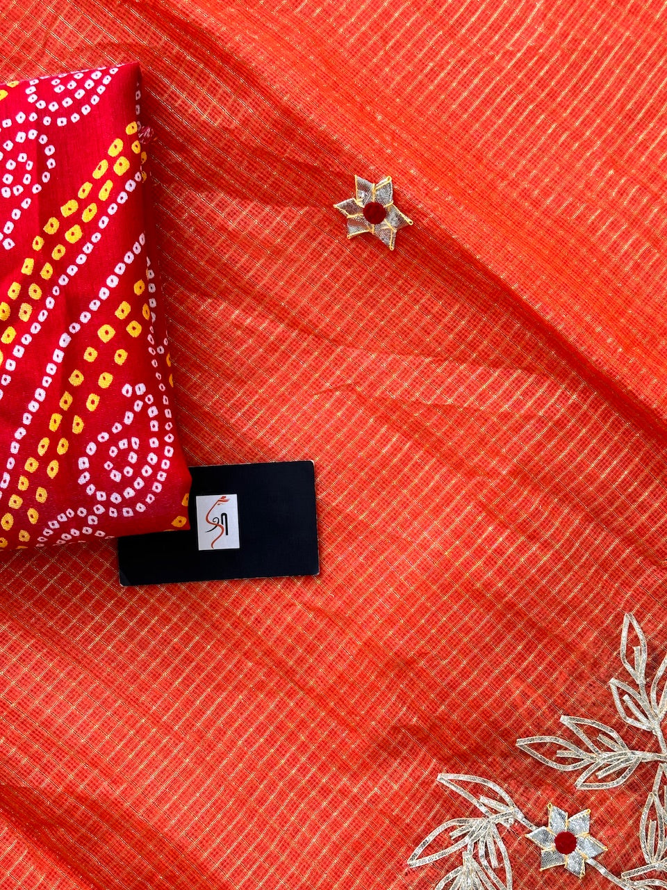 Jaipuri Gota Patti Embroidered Kota Cotton Tissue Doria Saree