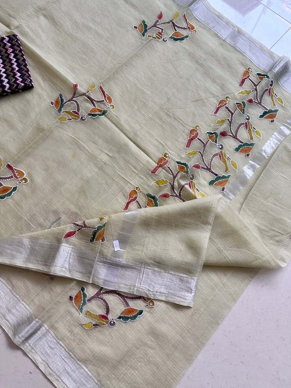 Embroidered Handpainted Kota Cotton Doria Saree