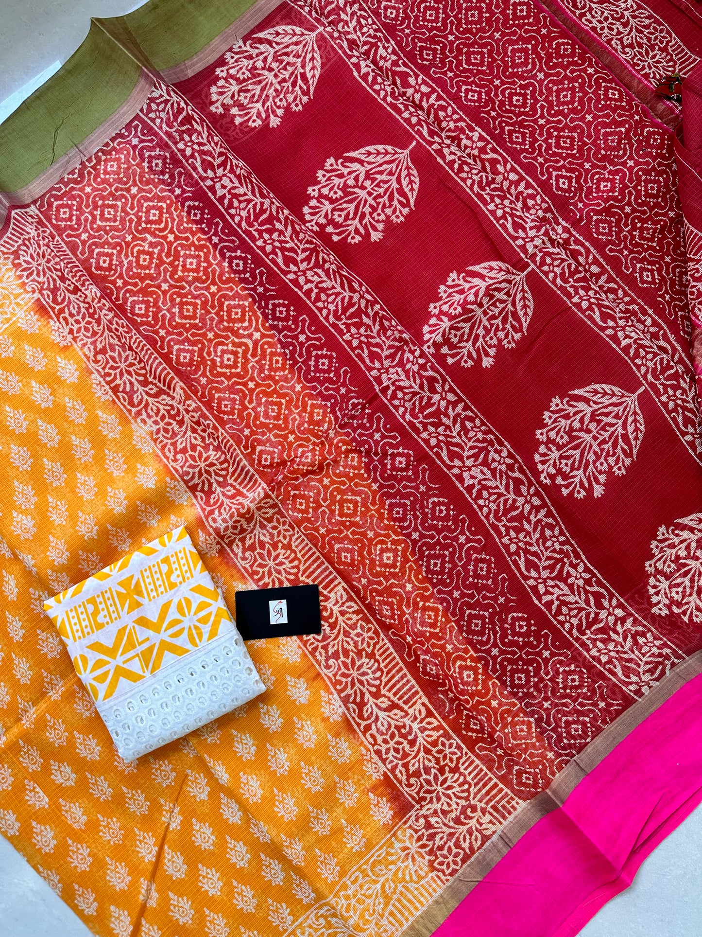 Pure HandBlock Printed Kota Cotton Doria Saree