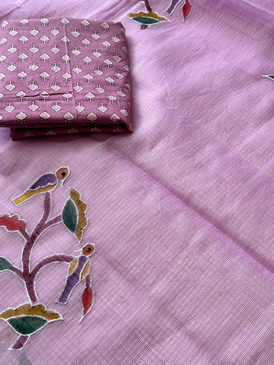 Embroidered Handpainted Kota Cotton Doria Saree