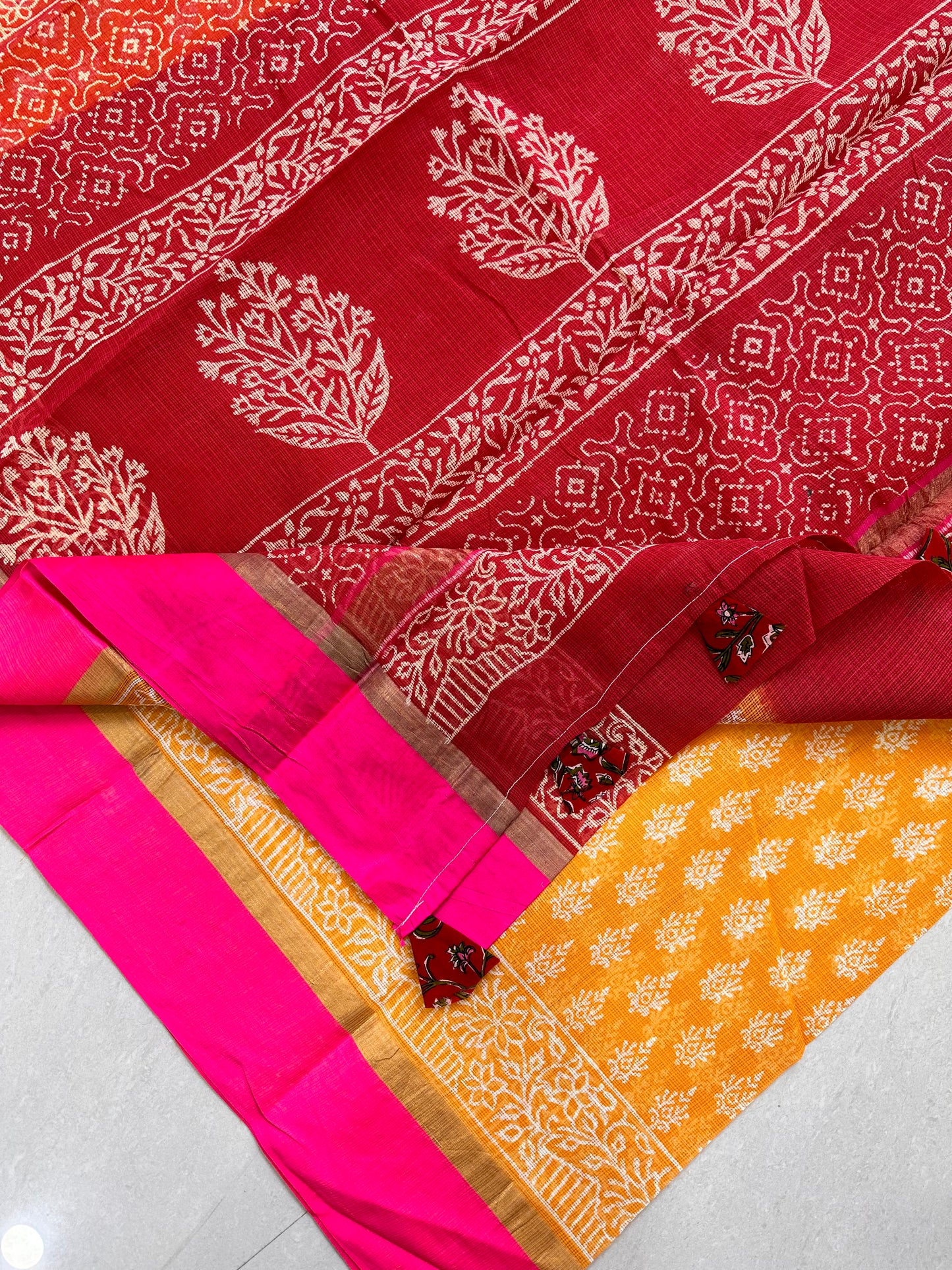 Pure HandBlock Printed Kota Cotton Doria Saree