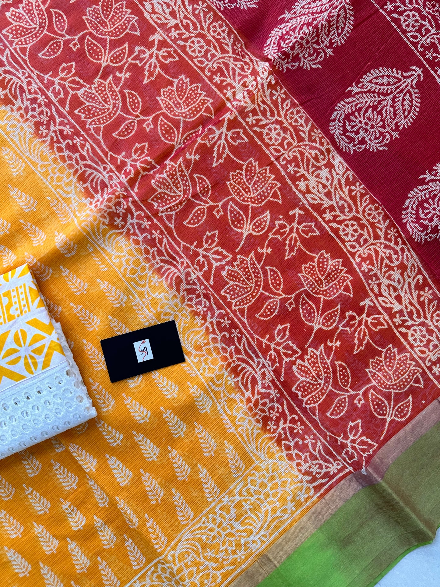 Pure HandBlock Printed Kota Cotton Doria Saree