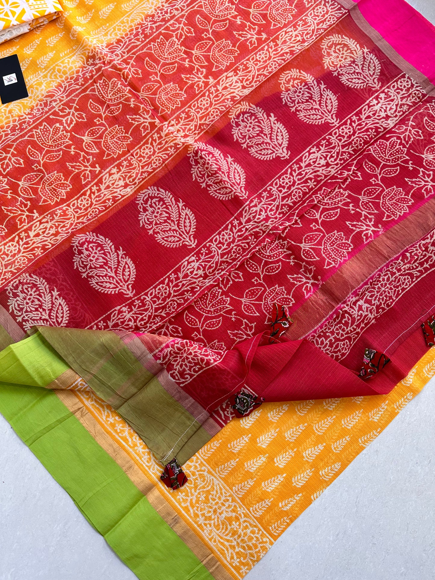 Pure HandBlock Printed Kota Cotton Doria Saree