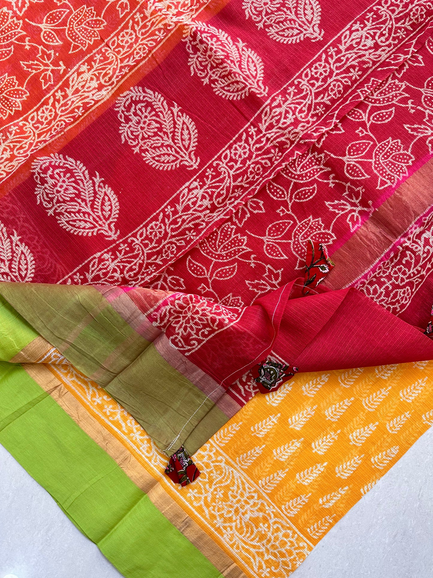 Pure HandBlock Printed Kota Cotton Doria Saree