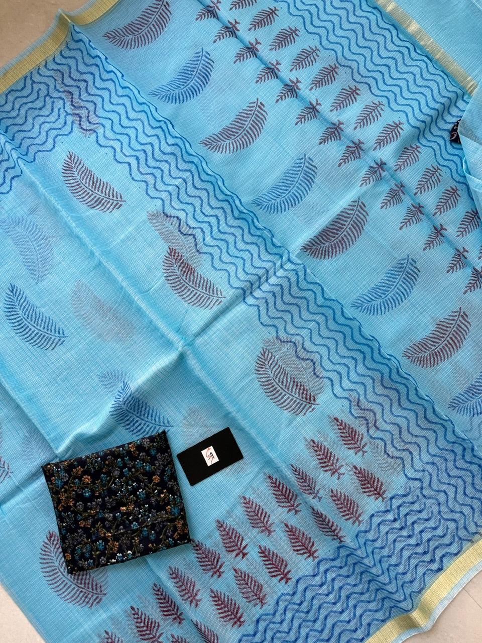 HandBlock Printed Kota Cotton Doria Saree