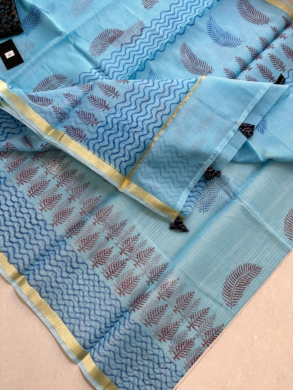 HandBlock Printed Kota Cotton Doria Saree