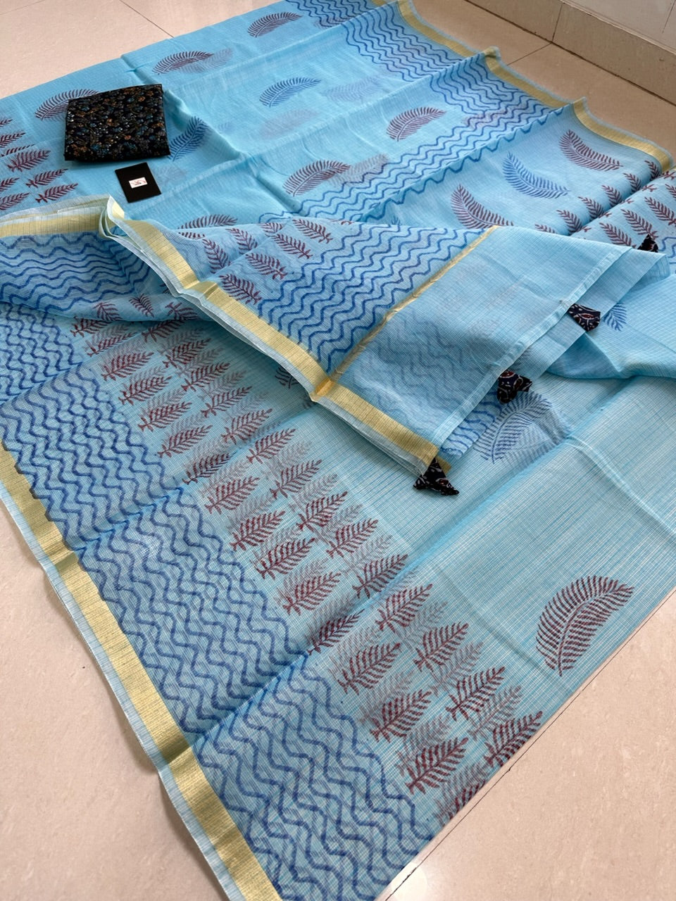 HandBlock Printed Kota Cotton Doria Saree