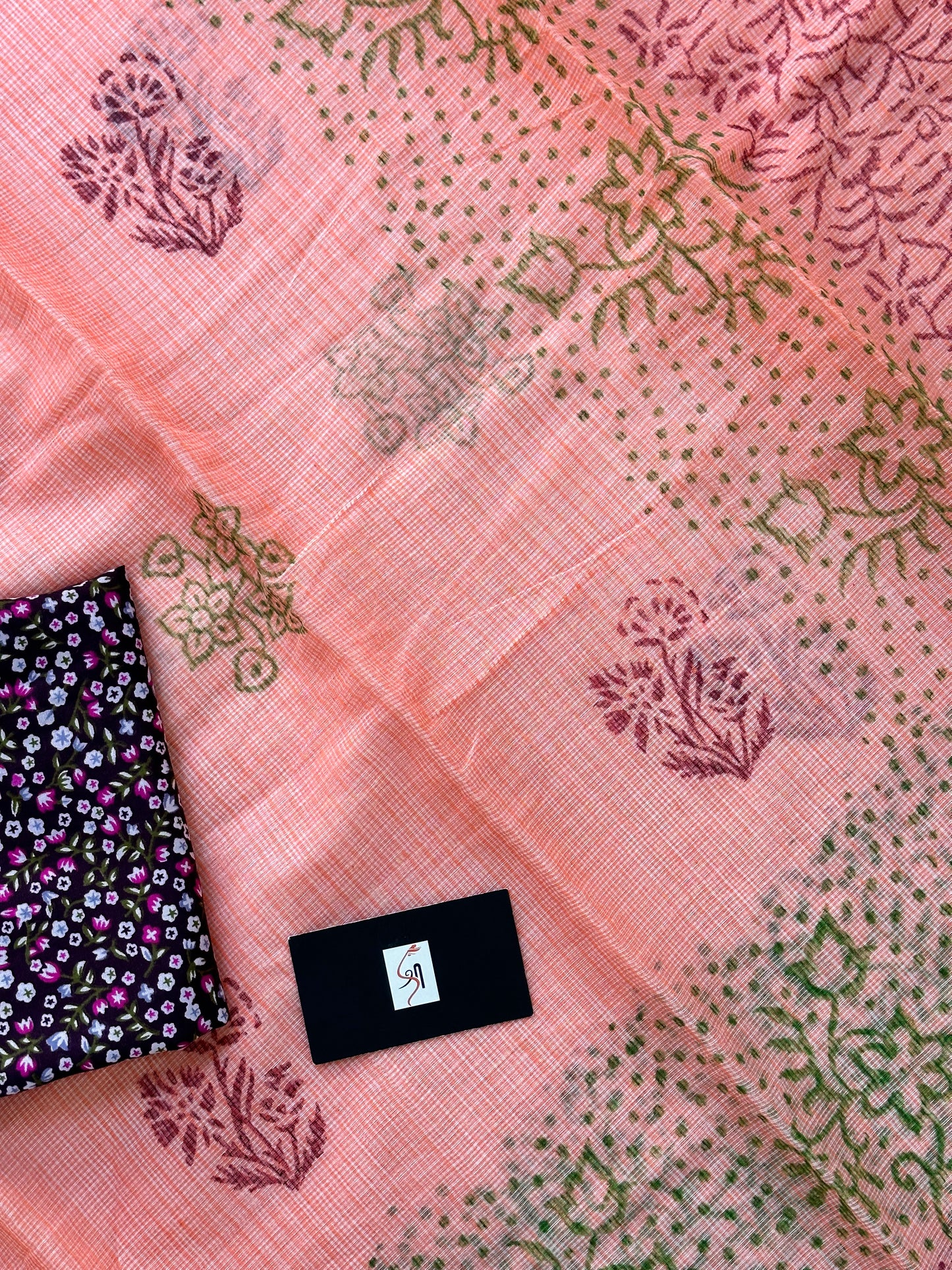 HandBlock Printed Kota Cotton Doria Saree