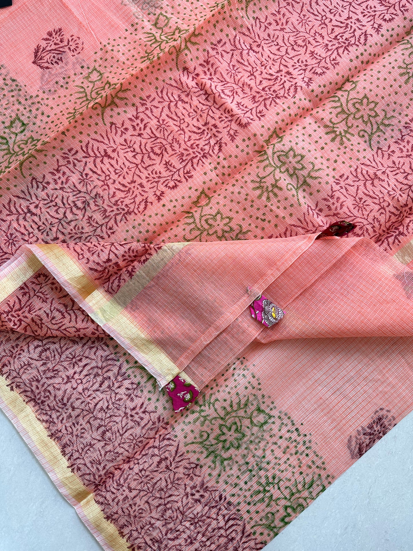 HandBlock Printed Kota Cotton Doria Saree