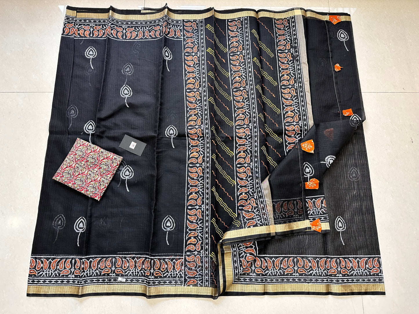 HandBlock Printed Kota Cotton Doria Saree