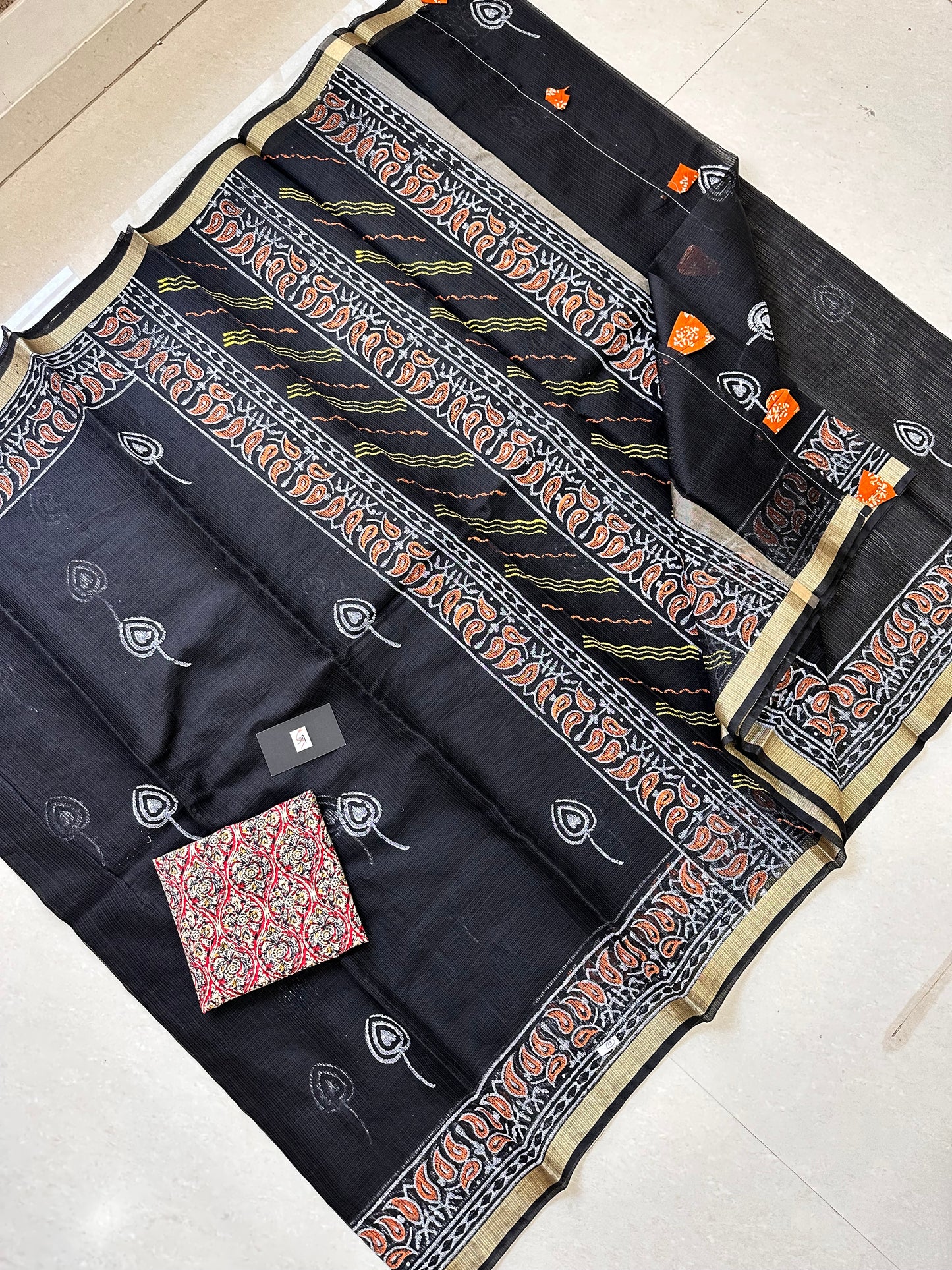 HandBlock Printed Kota Cotton Doria Saree