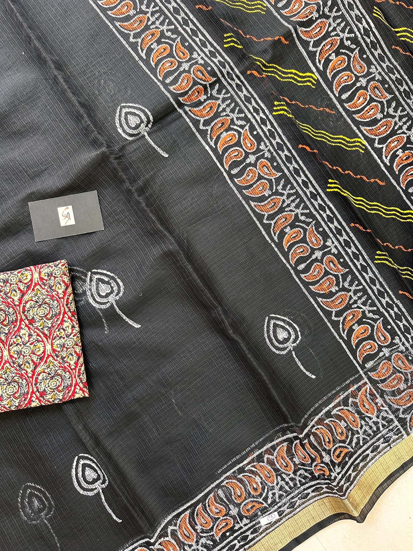 HandBlock Printed Kota Cotton Doria Saree