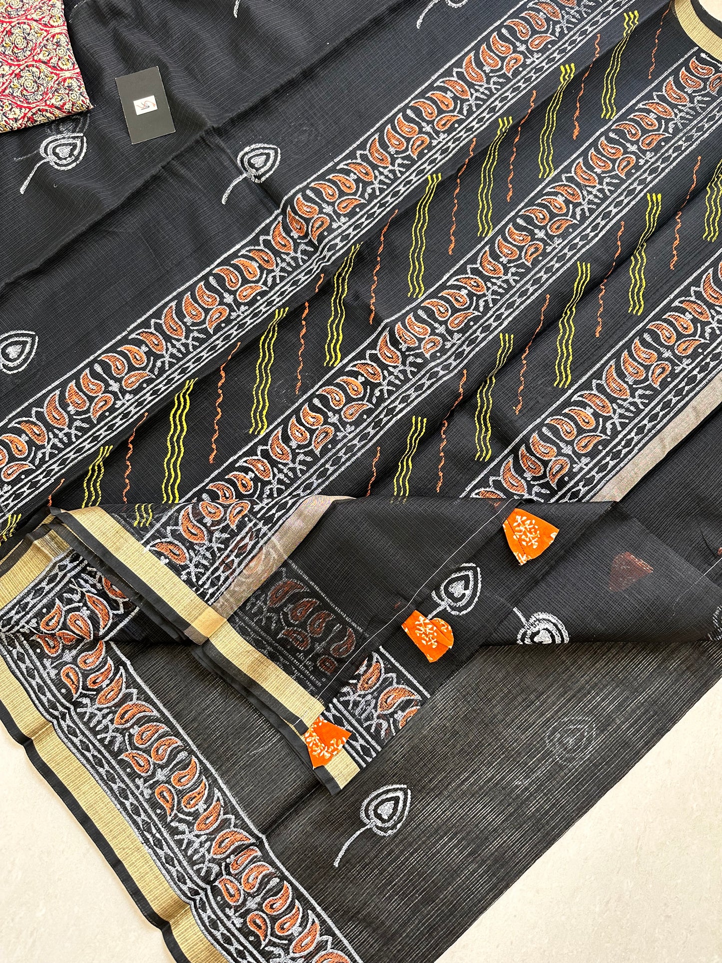 HandBlock Printed Kota Cotton Doria Saree