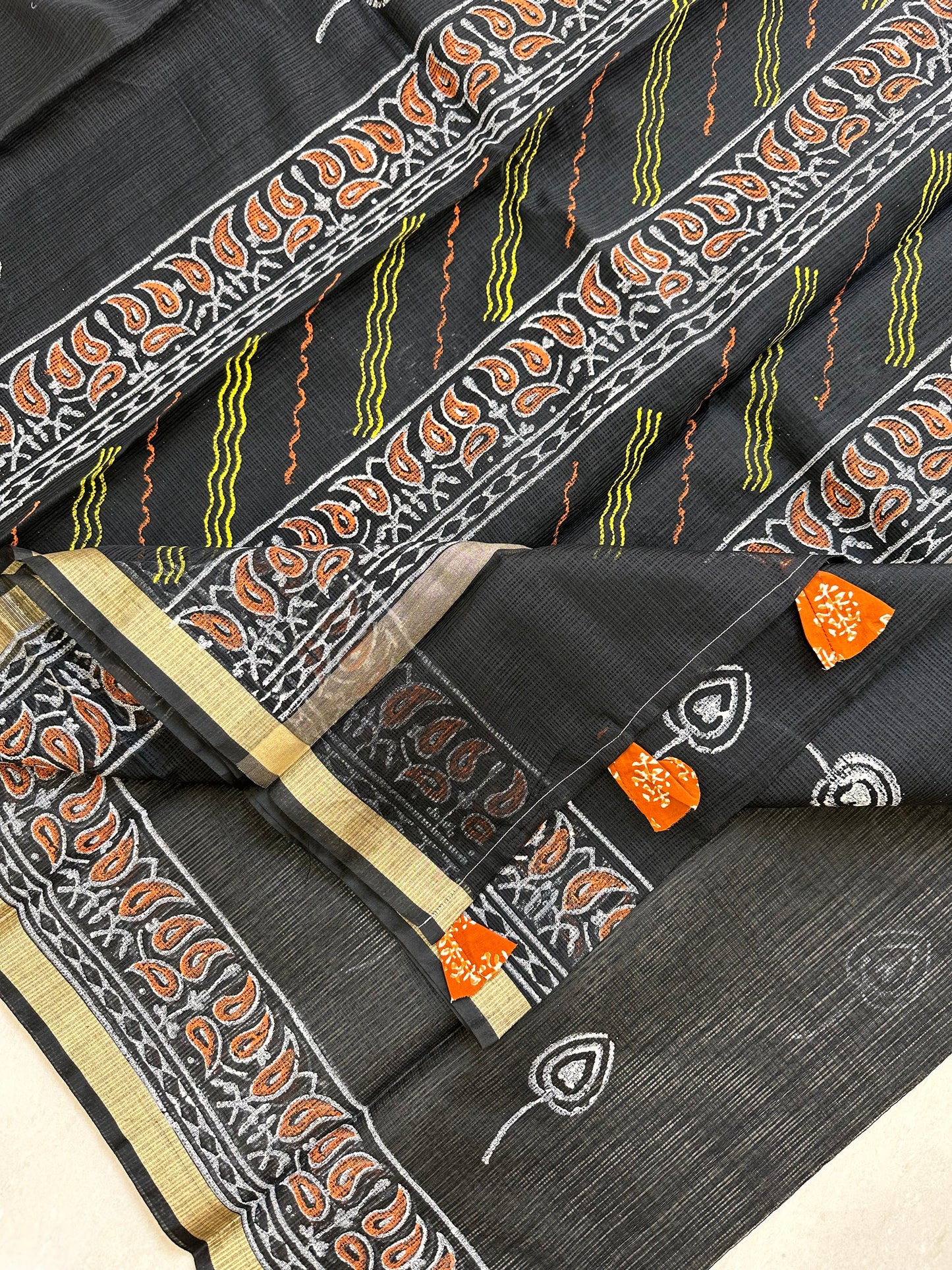 HandBlock Printed Kota Cotton Doria Saree