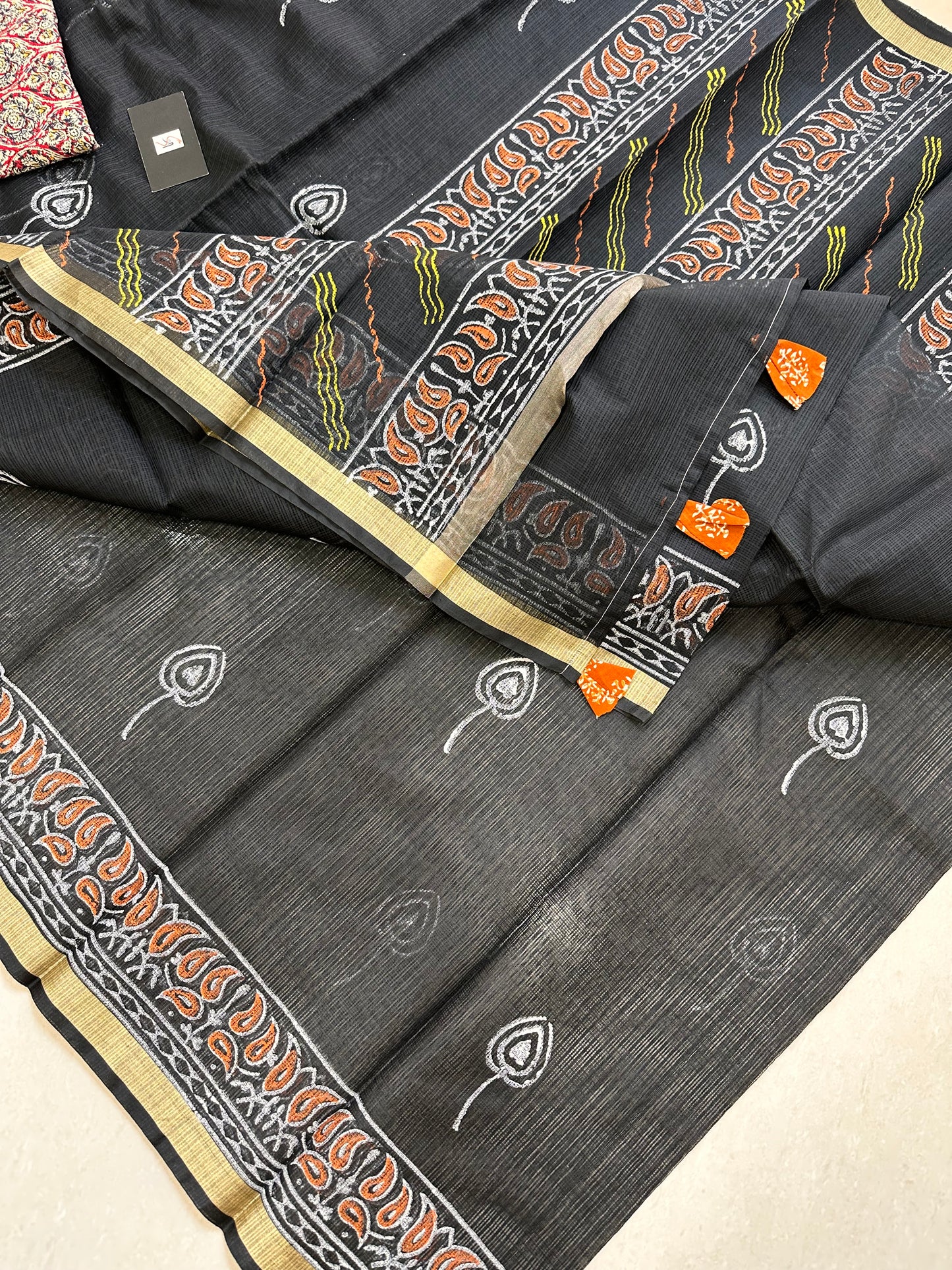 HandBlock Printed Kota Cotton Doria Saree