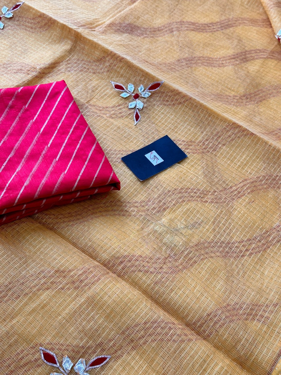 Jaipuri Gota Patti Embroidered Kota Cotton Tissue Doria Saree