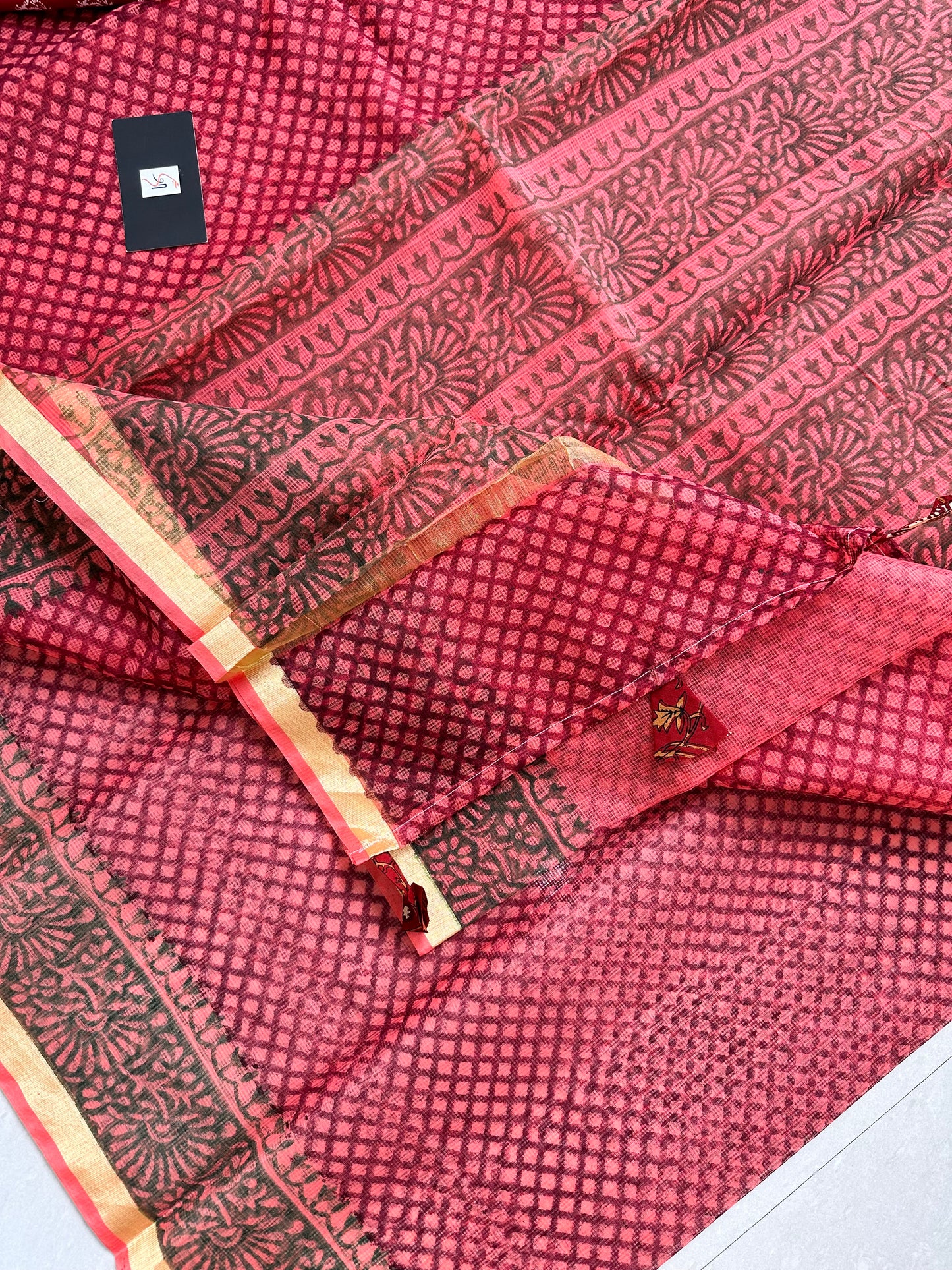 HandBlock Printed Kota Cotton Doria Saree