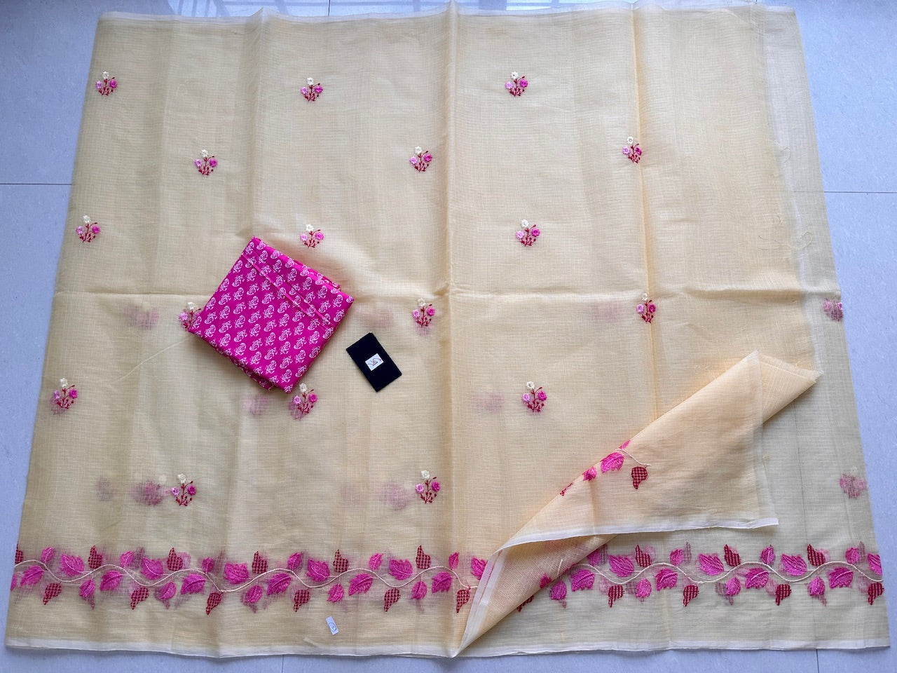 Embroidered Kota Cotton Doria Saree