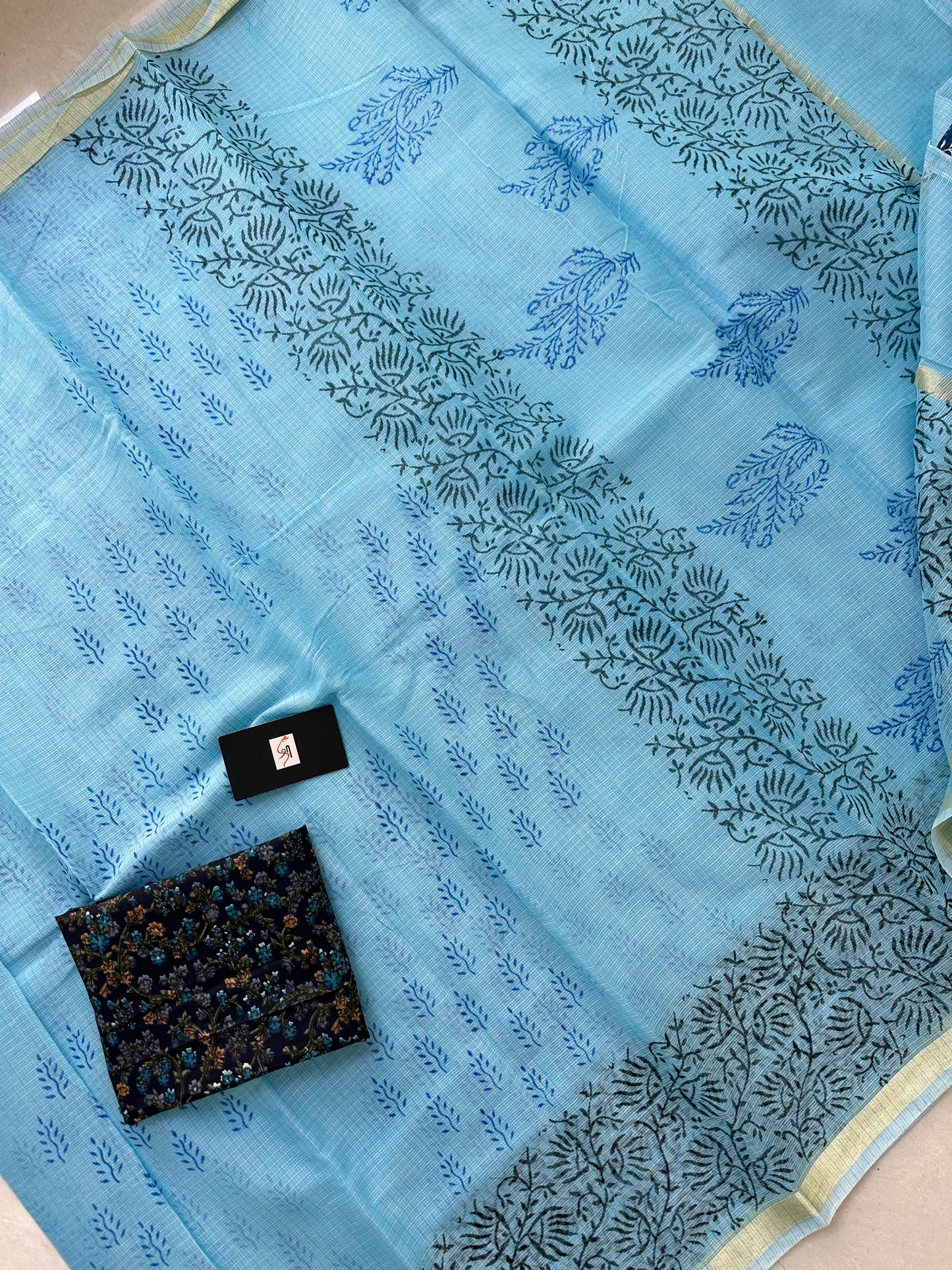 HandBlock Printed Kota Cotton Doria Saree