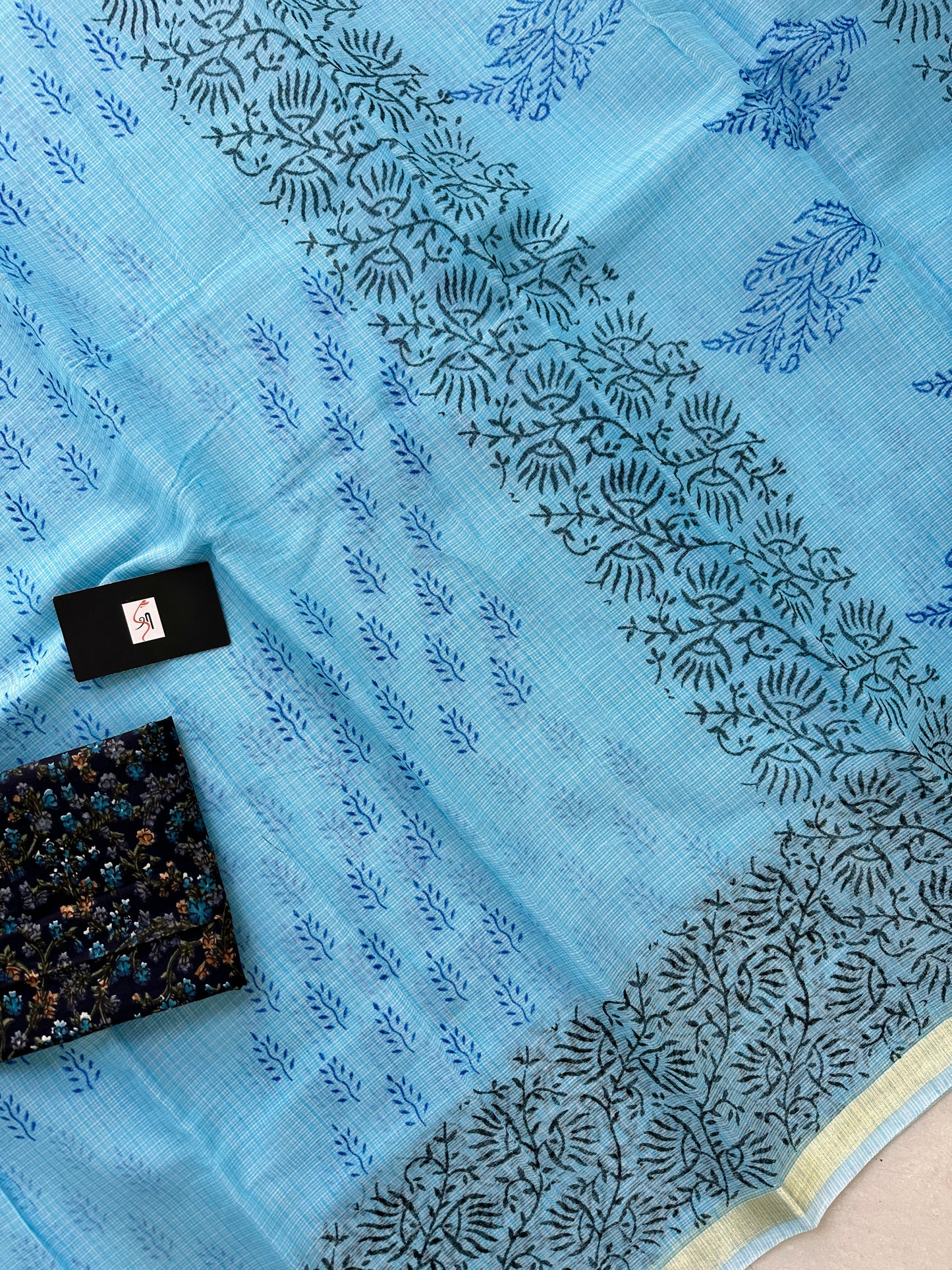 HandBlock Printed Kota Cotton Doria Saree