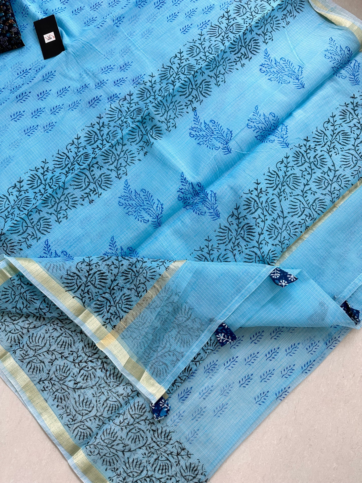 HandBlock Printed Kota Cotton Doria Saree