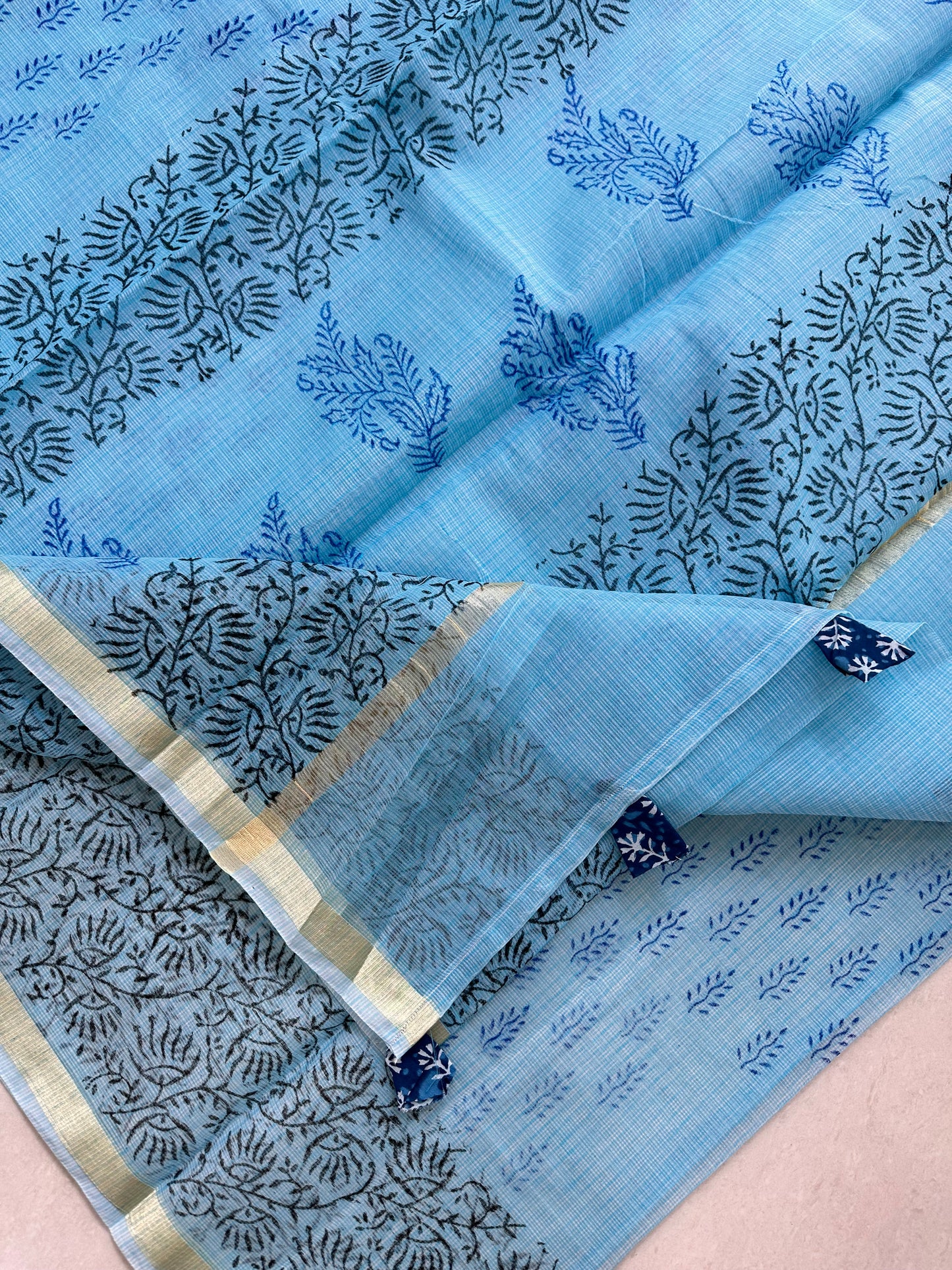 HandBlock Printed Kota Cotton Doria Saree