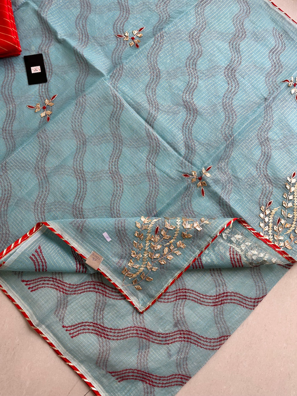 Jaipuri Gota Patti Embroidered Kota Cotton Doria Saree