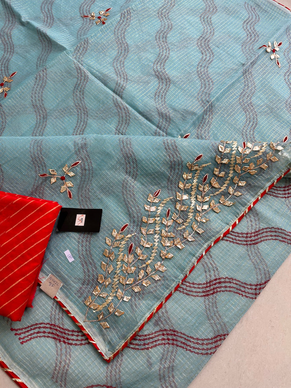 Jaipuri Gota Patti Embroidered Kota Cotton Doria Saree