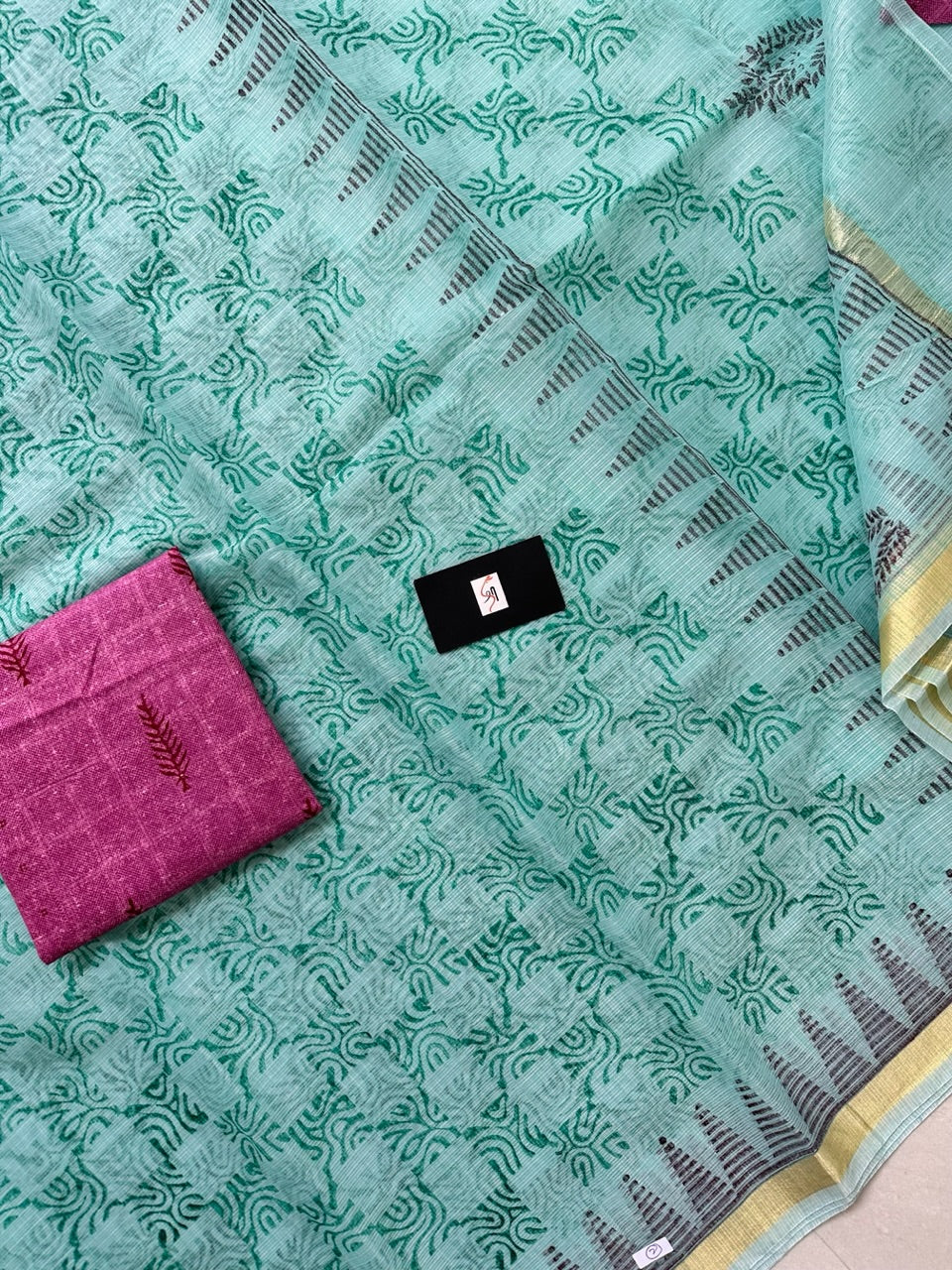 HandBlock Printed Kota Cotton Doria Saree