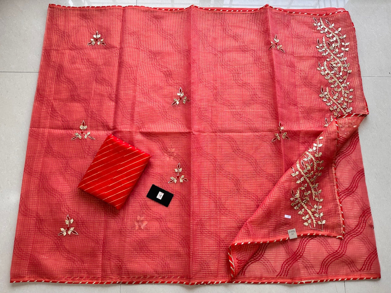 Jaipuri Gota Patti Embroidered Kota Cotton Doria Saree