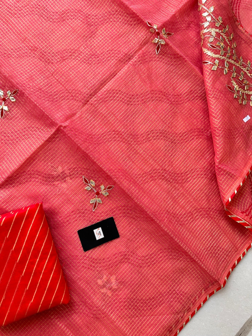 Jaipuri Gota Patti Embroidered Kota Cotton Doria Saree