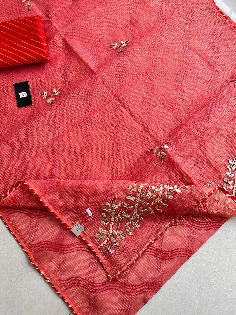 Jaipuri Gota Patti Embroidered Kota Cotton Doria Saree