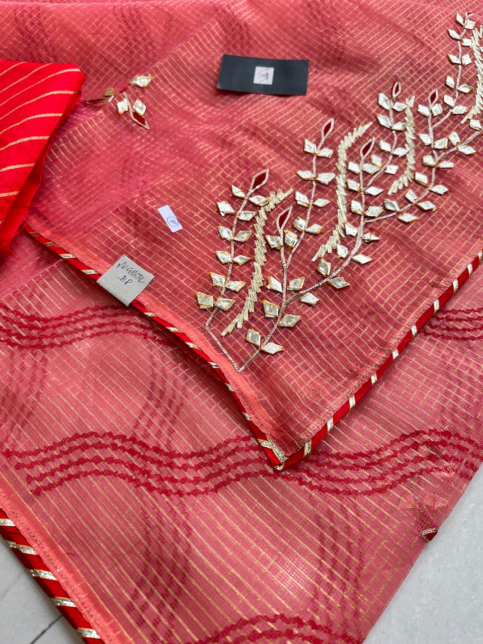 Jaipuri Gota Patti Embroidered Kota Cotton Doria Saree