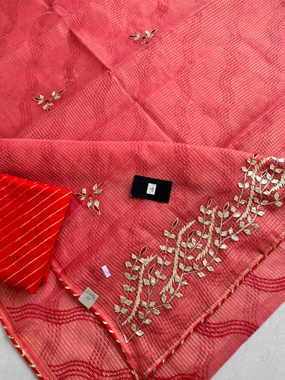 Jaipuri Gota Patti Embroidered Kota Cotton Doria Saree