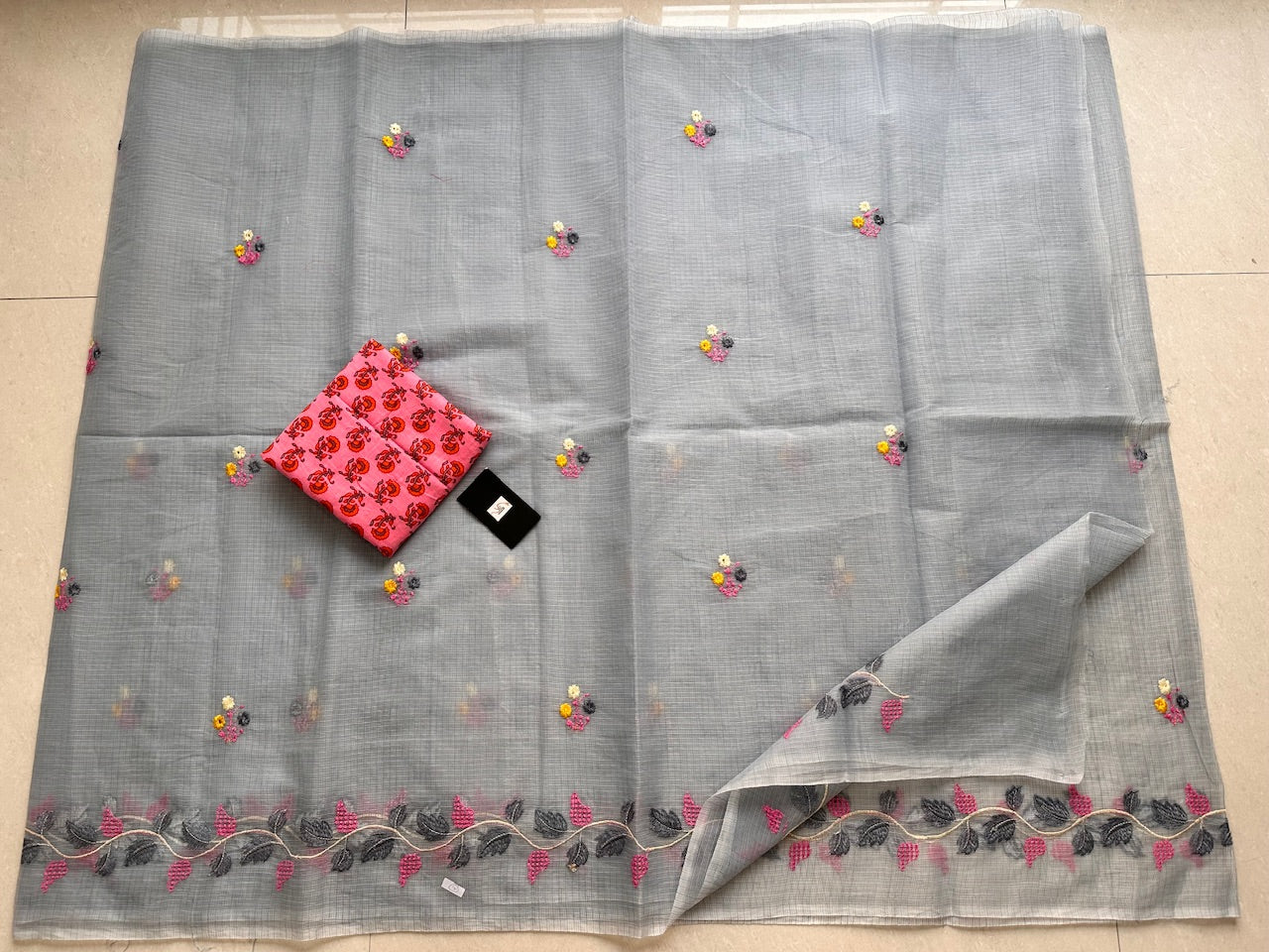 Embroidered Kota Cotton Doria Saree