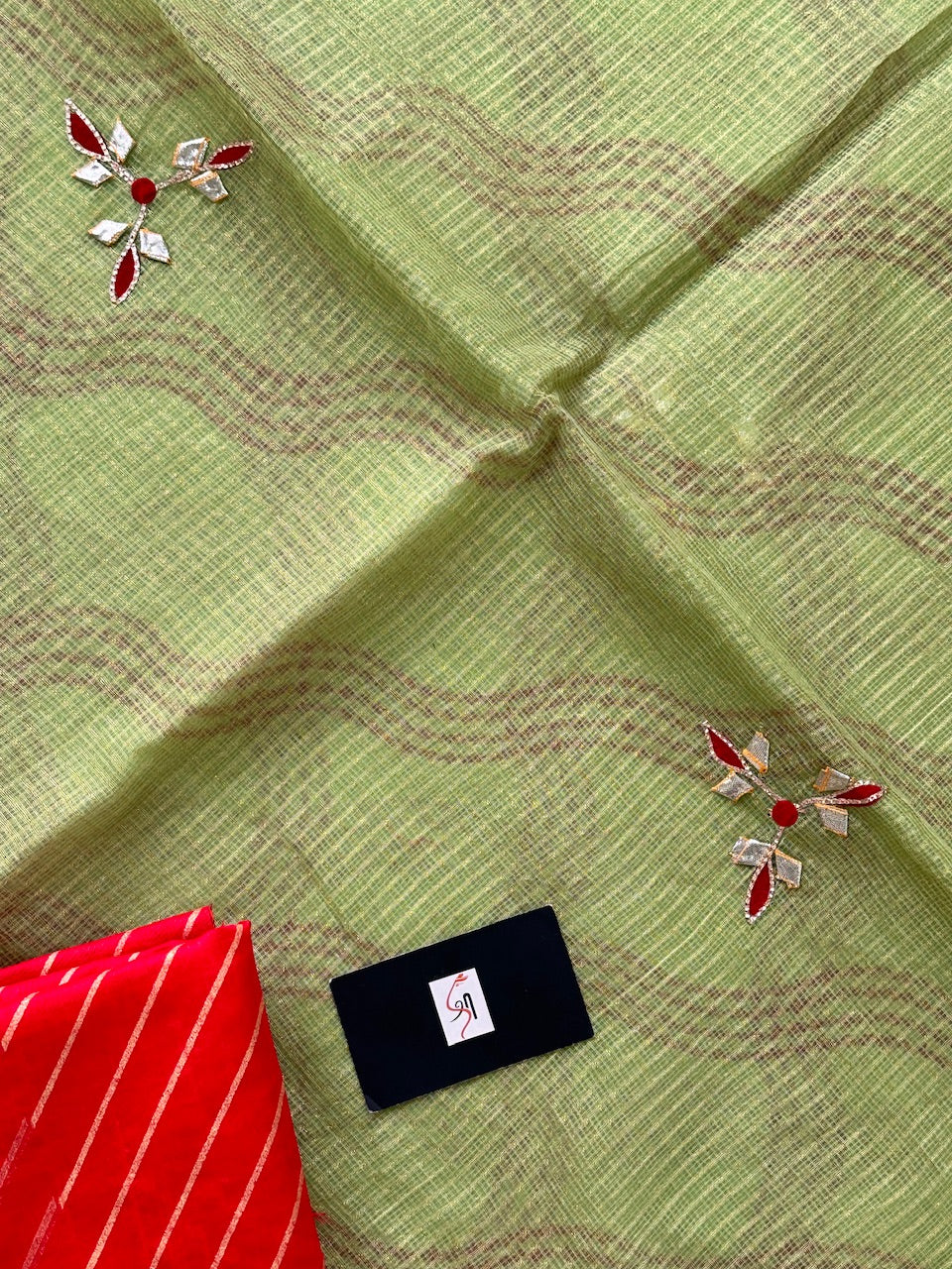 Jaipuri Gota Patti Embroidered Kota Cotton Tissue Doria Saree