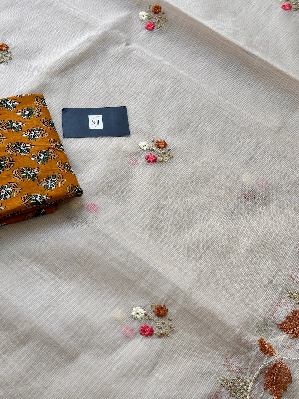 Embroidered Kota Cotton Doria Saree