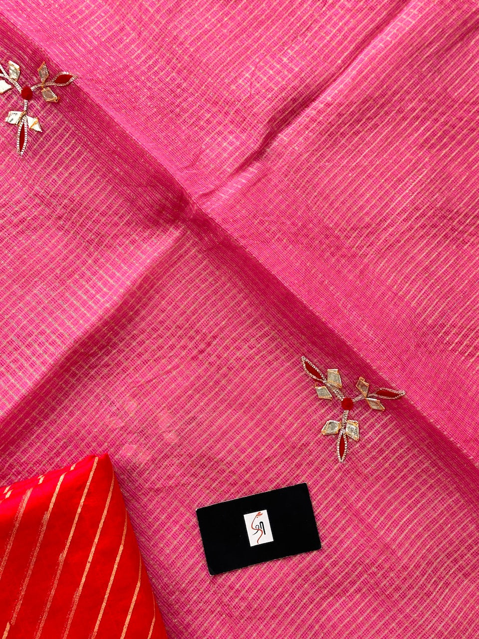 Jaipuri Gota Patti Embroidered Kota Cotton Tissue Saree