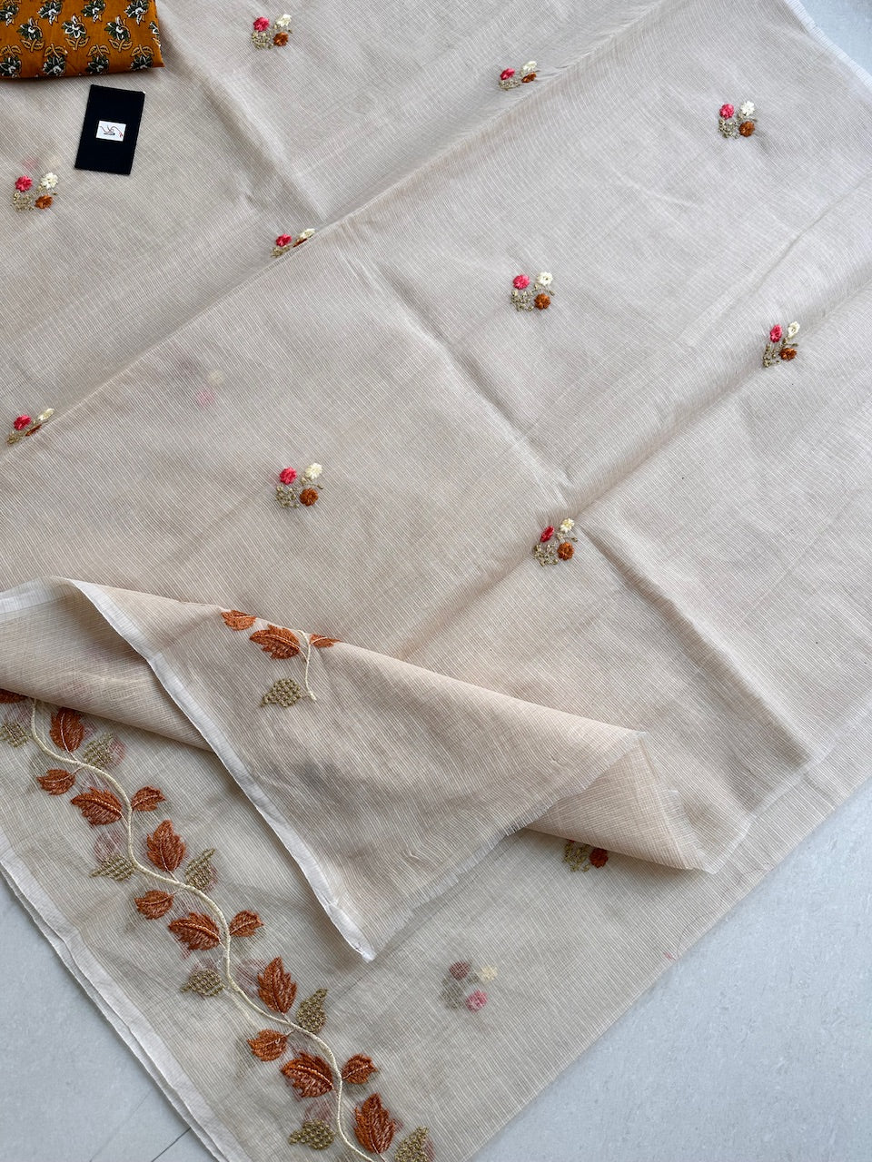 Embroidered Kota Cotton Doria Saree