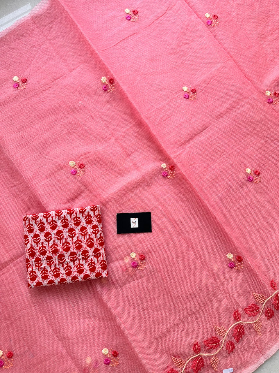 Embroidered Kota Cotton Doria Saree