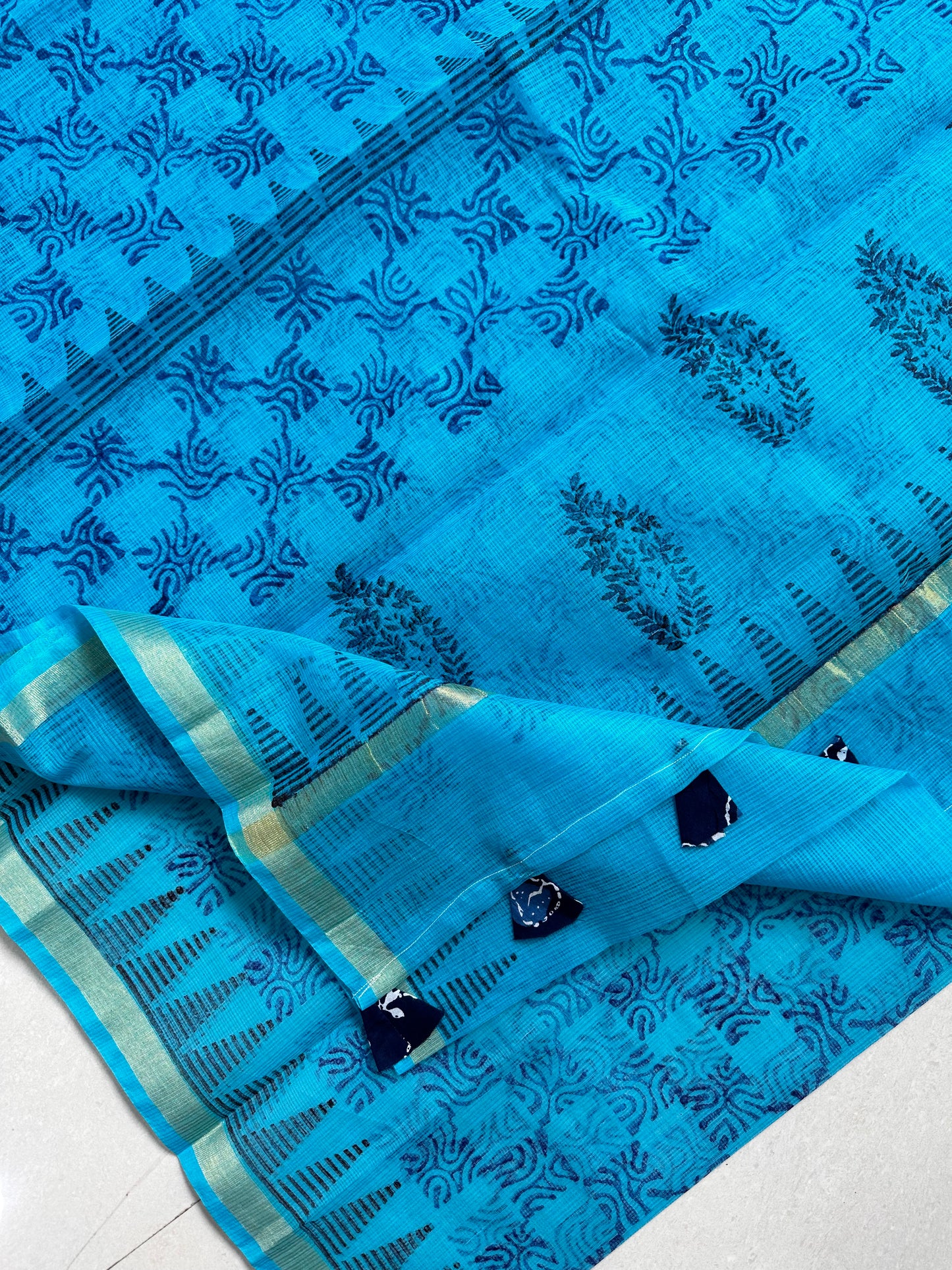 HandBlock Printed Kota Cotton Doria Saree