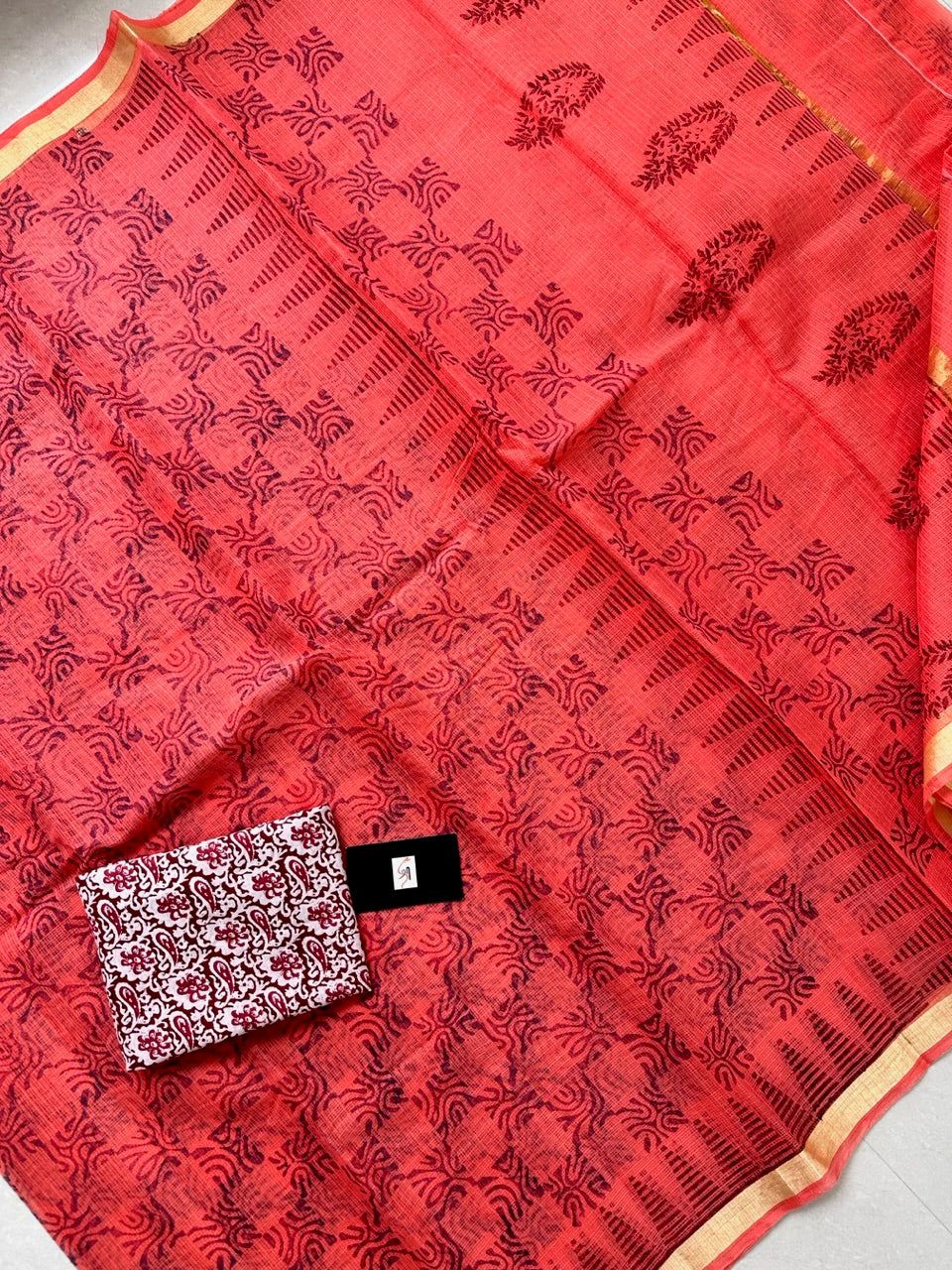 HandBlock Printed Kota Cotton Doria Saree