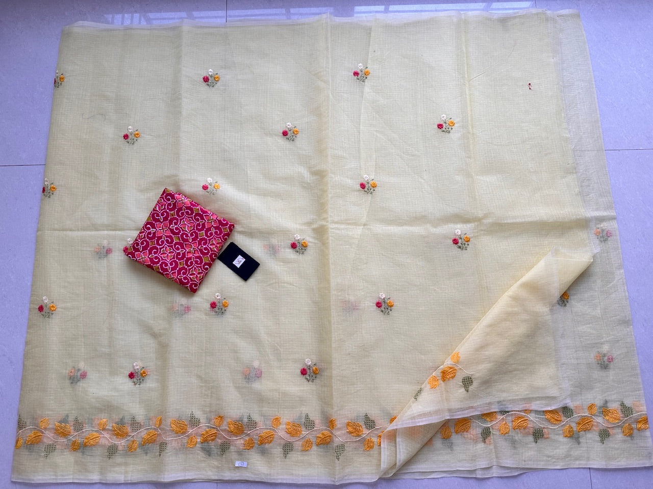 Embroidered Kota Cotton Doria Saree