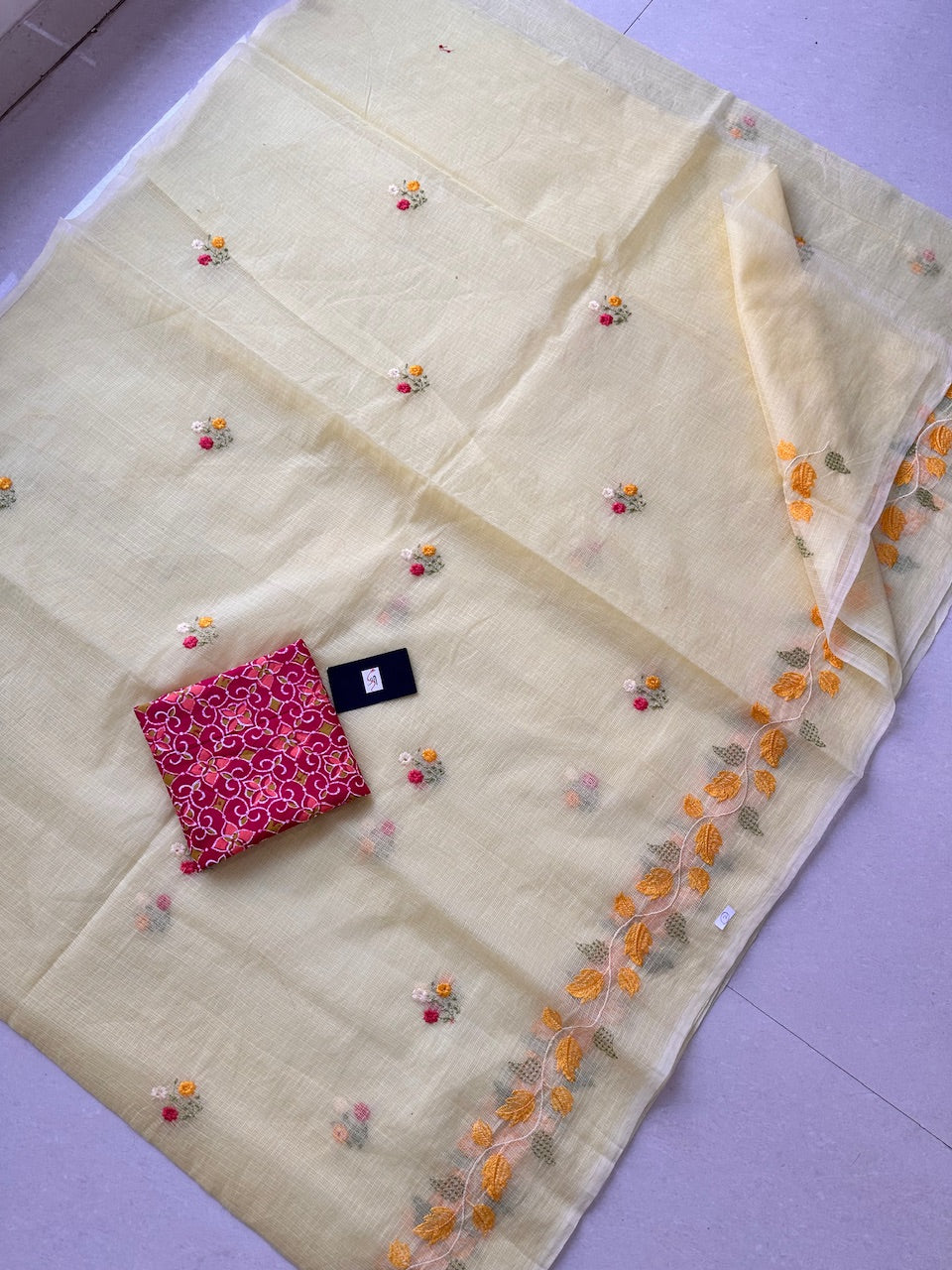 Embroidered Kota Cotton Doria Saree