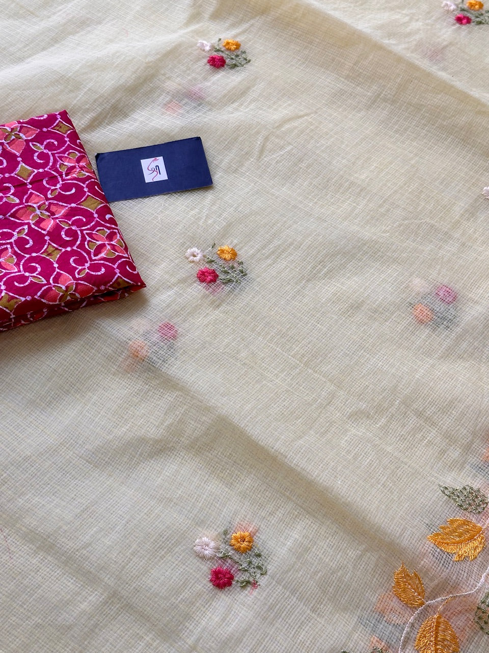 Embroidered Kota Cotton Doria Saree