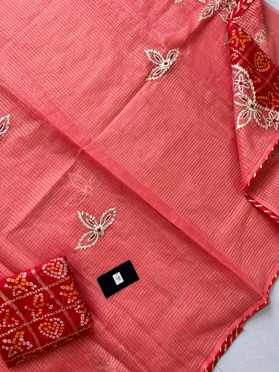 Jaipuri Gota Patti Embroidered Kota Cotton Tissue  Doria Saree