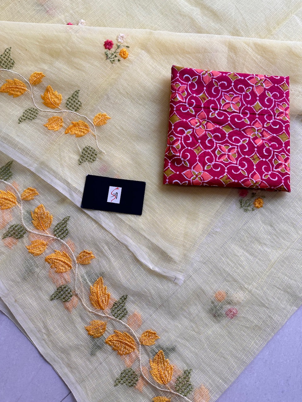 Embroidered Kota Cotton Doria Saree