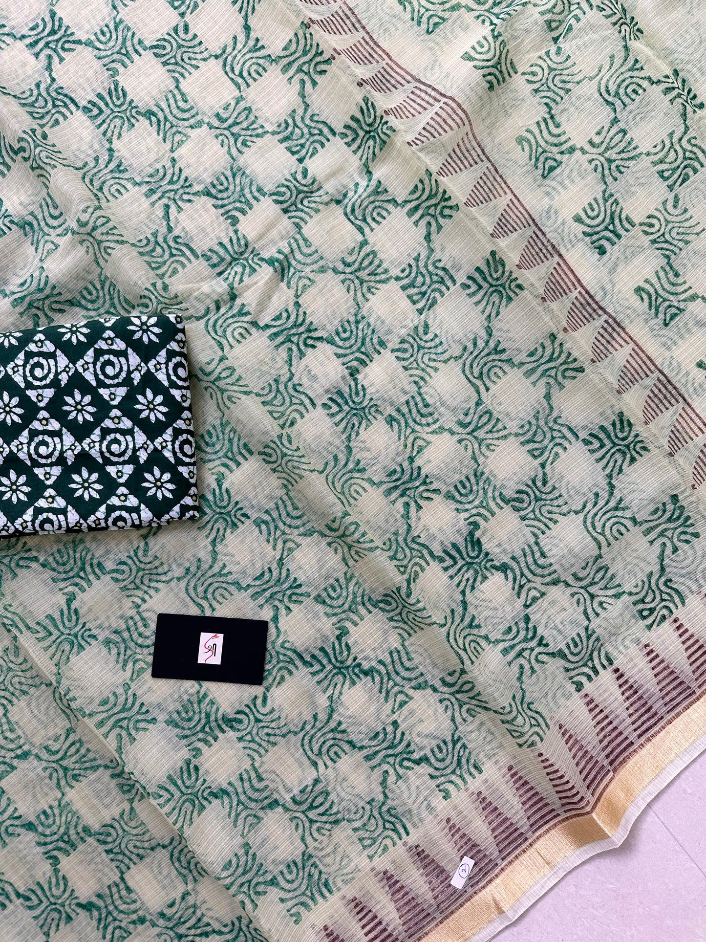 HandBlock Printed Kota Cotton Doria Saree